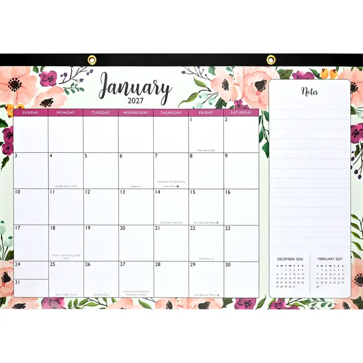 2027 Floral Desk Pad and Wall Calendar